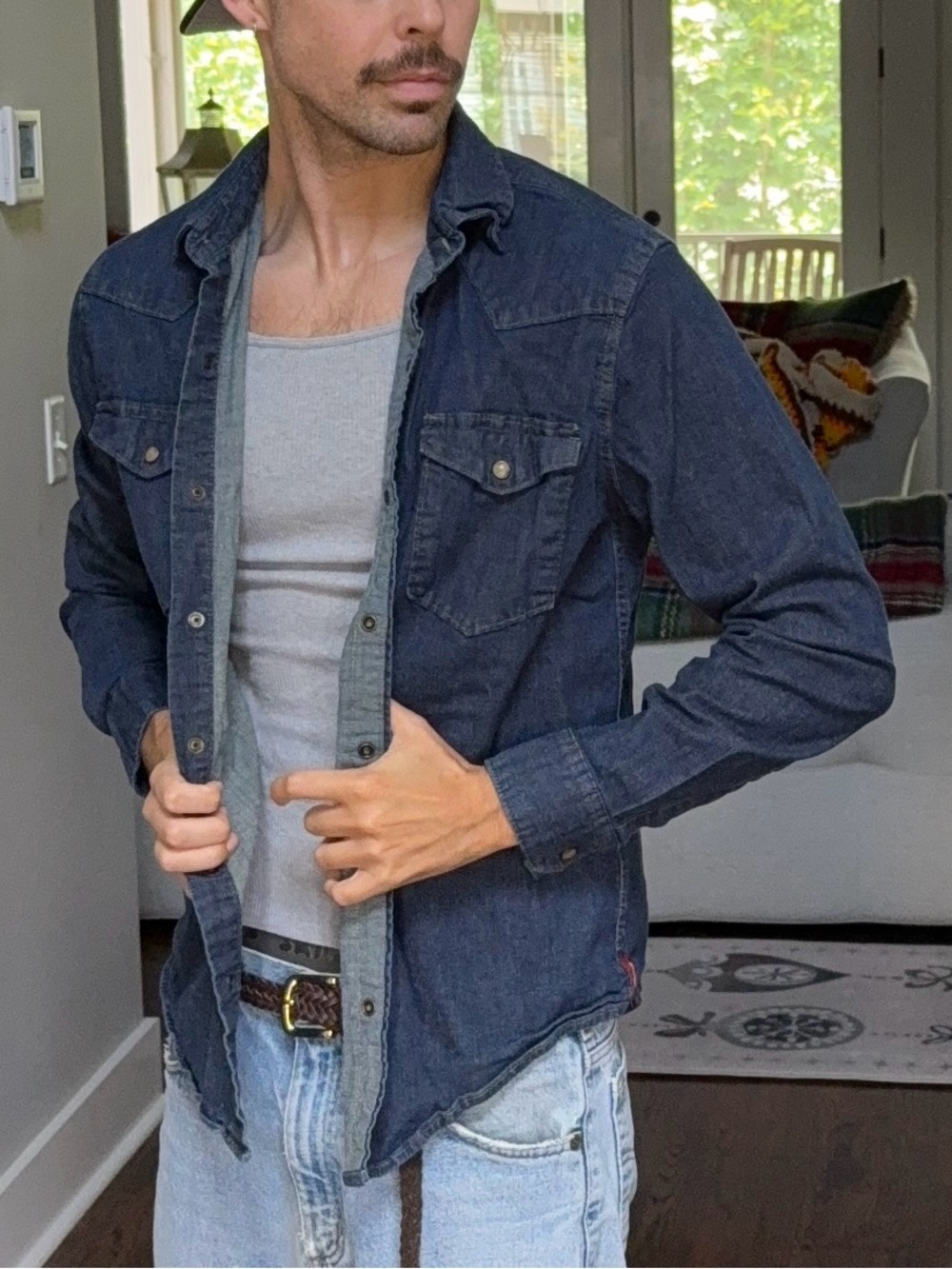 🤠 Wrangler Pearl Snap Denim Western Shirt